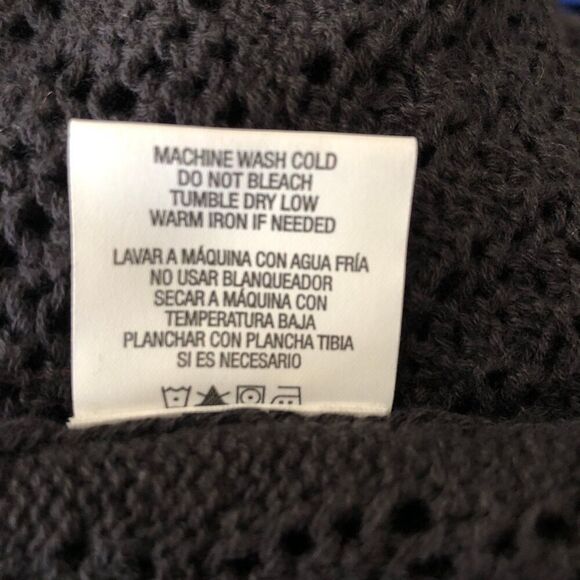 Vtg Route 66 Large Womens Crochet Cropped Black Cardigan Moody Goth 90s Y2K - Picture 9 of 9